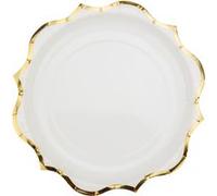 8 assiettes carton 6 accolades or 23cm blanc - générique 79506 Blanc G