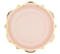8 assiettes carton 6 accolades or 23cm rose poudré - générique 79504 Rose G