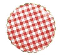 8 ASSIETTES CARTON FESTONNÉ GUINGUETTE PARTY 23CM Rouge, Bordeaux- VAISSELLE JETABLE