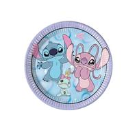 8 Assiettes en carton Angel et Stitch 23 cm - Bleu