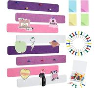 8 Bandes D'ongles En Feutre Rose Pourpre Avec 35 Goujons,Bandes D'annonces Légères Auto-Adhésives,Sans Endommager Les Murs,Pour L'apposition De Notes,De Photos,D'horaires Et D'annonces.