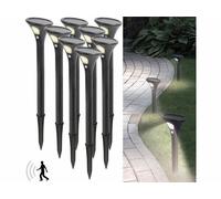 8 bornes lumineuses solaires avec capteur de mouvement - blanc chaud