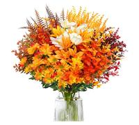 8 Bouquets Decoration Automne Fleur Artificielle, Deco Automne Fausse Fleur, Bouquet Automnes, Fleurs Artificielles Haut de Gamme, Automnes Plante Artificielle Interieur, Fleurs Séchées pour Table