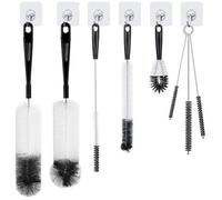 8 Brosses de Nettoyage - Goupillon Bouteille Brosse Biberon Écouvillon Brosse Bouteille et Verres avec Crochets de Suspension