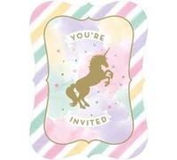 8 cartes d'invitation licorne éclatante Jaune G