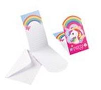 8 Invitations Et Enveloppes Licorne Arc-En-Ciel Rose