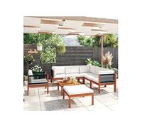 8-delige Loungeset met kussens massief acaciahout crÃmekleurig3057890