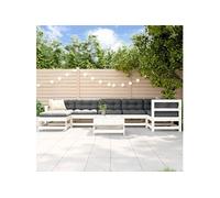vidaXL 8-delige Loungeset met kussens massief hout wit3185886 G