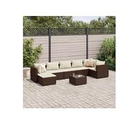 vidaXL Ensemble de jardin lounge 3308233 8 pièces avec coussins Marron Poly Rattan