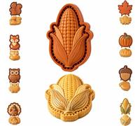 8-Design Fall Mini Pie Mold Collection, Reusable Embossed Hand Pie Maker，B | Reusable Hand Pie Molds with Embossed Shapes, For Shaping Detailed Owl, Fox, Turkey, Acorn & More Autumn Baking Tools