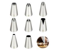 8 Douille Pâtisserie Grande Inox Professionnelle, Douilles à Pâtisserie, Embouts Décoratifs Gâteaux, Kit Douilles Cannelée Cupcake pour Crème, Chantilly, Choux, Biscuits (1A/1M/2D/2F/580/R6/108E/6B)