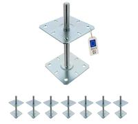 8 Embases Pied de poteau réglable en hauteur par vis - Platines 130x130mm - M24 - Acier galvanisé - Fabrication Europe