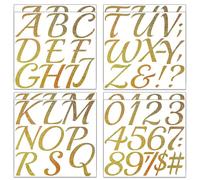 8 feuilles de stickers lettres et chiffres dorés pailletés grands (7,5 cm), autocollants en vinyle résistants à l'eau, lettres et chiffres en vinyle pour décoration intérieure et extérieure