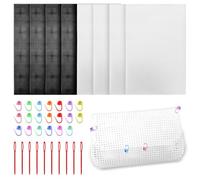 8 Feuilles de Toile en Maille Plastique 30 * 20cm (Blanc,Noir) | Canevas Plastique Broderie Maille Toile de Maille pour Sac Bricolage Artisanat Broderie Point de Croix Tapisserie Coaster