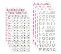 8 Feuilles Stickers Lettres Alphabet Blanc et Rose avec Chiffres