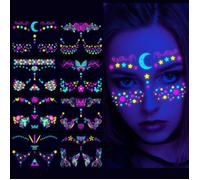 8 Feuilles Tatouages Temporaires Non Visage Non Lueur UV Non Visage Tatouages phmres Maquillage pour Femmes Garon STICKERS