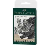 Faber-Castell Pitt Artist Lot de 8 stylos à l'encre de Chine - Noir