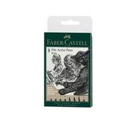 Faber-Castell Pitt Artist Lot de 8 stylos à l'encre de Chine - Noir