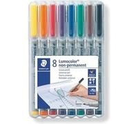 Staedtler Marqueur non permanent 316F Lumocolor – pointe fine 0,6 mm – étui de 8 assortis