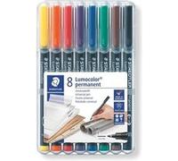 Staedtler Stylo feutre permanent Lumocolor 'dry safe' 0,6 mm - Pochette de 8 couleurs assorties