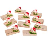 8 figurines de cochons porte-bonheur en bois, ornées de trèfle, dimensions : 3x5x3 cm