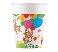8 Gobelets en carton Jungle Balloons 200 ml - Multicolore