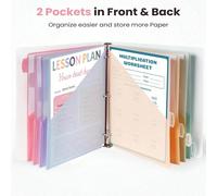 8 intercalaires format A4 avec 1/2 poche, intercalaires de classeur à 3 trous, intercalaires étiquetés, intercalaires format lettre US avec poche, grandes étiquettes insérables, couleur claire, 1 set 