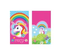 8 Invitations Et Enveloppes Licorne Arc-En-Ciel Rose