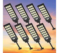 8 lampadaires solaires de 600W avec détecteur de mouvement, lampadaire solaire LED de 6500K avec télécommande, étanche IP65, idéal pour l'éclairage des rues, des cours intérieures et des jardins