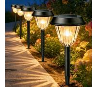 8 lampes solaires pour terrasse, indice de protection IP65, LED, 2 modes, lumière blanche chaude/RGB, pour l'extérieur