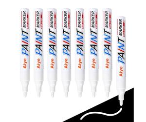8 Marqueurs Blancs Indélébiles, Pointe Ronde 2-3 mm, Résistants à l'Eau | Marqueur Blanc Permanent pour Métal, Bois, Verre, Pierre et Céramique, Stylo Peinture Blanc pour Bricolage et Loisirs Créatif