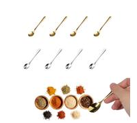 8 Mini Cuillères en Acier Inoxydable 7,5×1,6 cm, petite cuillère à café expresso, mini cuillere pour épices sel sucre, petites cuillères en acier inoxydable (Argent Or)
