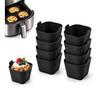 8 Moules à Muffins en Silicone pour Air Fryer avec Poignées Latérales | Noa Home Deco, 8 Portions pour Petit-Déjeuner et Repas Prêts, Silicone Souple pour un Démoulage Facile, Qualité Alimentaire