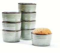 8 moules à soufflé en porcelaine, de couleur verte, d'une capacité de 240 ml, adaptés à une utilisation au four