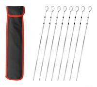 8 ou 10 brochettes plates en acier inoxydable pour griller, brochettes réutilisables pour barbecue sur grill ou feu de camp (A)
