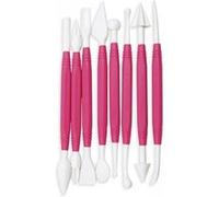 Outils pour pâte à sucre - SCRAPCOOKING - Lot de 8 - Double embouts (16 fonctions) - Blanc/Rose