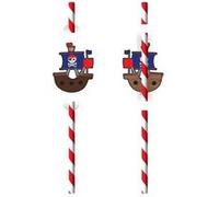 8 pailles carton bateau pirates - 9909923 AMSCAN Rouge G