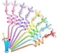 8 pailles réutilisables en plastique pour enfants, de forme spirale, de couleurs variées