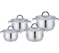 8 pcs. batterie de cuisine en acier inoxydable, set de casseroles à induction, couvercle, 16/18/20/22cm