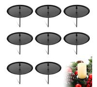 8 Pcs Bougeoirs de Couronnes de l'Avent, 6 cm Chandelier de Couronnes en Métal, Supports de Bougie avec Pic pour Couronne de Noël, Décoration de Table