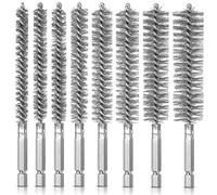 8 Pcs Brosse à Alésage en acier inoxydable, VEINARDYL Poils Brosse de nettoyage à fils torsadés en 8 tailles avec poignée tige hexagonale 1/4 pouce pour perceuse électrique Conducteur à percussion