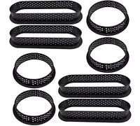 8 Pcs Cercle a Tarte Moule Tartelette Cercle a Tarte résistant à la chaleur | DIY Silicone Perforated Cercle a Patisserie,Moule à Gâteau Perforé, Cercle a Patisserie for Home and Baking (Noir)