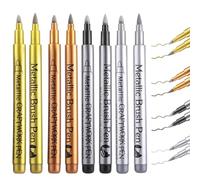 8 Pcs Feutre Metallique, 4 Couleurs Feutre Acrylique Noir Or Argent Cuivre | Marqueur Acrylique Feutres Acryliques pour Album Photo Scrapbooking Livre D'or Mariage Bricolage Pierre Verre Bois