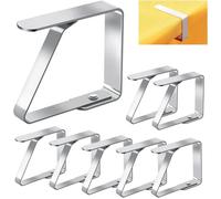 8 PCS Pince Nappe Exterieur, Pince pour Nappe de Table Inoxydable Anti-Glissant, Attache Nappe Réglable 7 x 8 cm, Accroche Nappe Ta