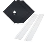 8 Pcs Protections Réutilisables pour Plaques,avec 2 Couvercles 25in Anti-adhésifs Résistants à la Chaleur,Plaque de Cuisson à Gaz Universel Protection D'écran de Cuisson à Gaz (Noir & Transparent)