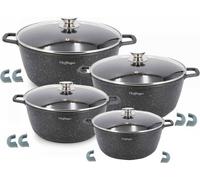 8 pcs. Set de casseroles à induction anti-adhérence 20-24-28-32cm Set de vaisselle noir