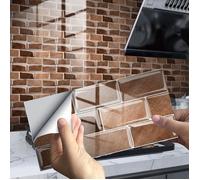 8 Pcs Stickers Cuisine Moderne Décoration 30x15cm Marron PVC Auto-adhésif Carreaux Carrelage Mural Cuisine Salle de Bain Salon