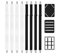 8 Pcs Tendeur Drap Housse, Élastiques Réglables de 65-250cm, Noir et Blanc | Élastiques réglables avec clips métalliques pour draps, matelas, canapé et housse de planche à repasser