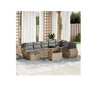 vidaXL Ensemble de salon de jardin 9 pièces en poly rotin beige avec coussins