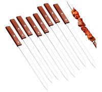 8 pics à brochette barbecue en inox réutilisables. Solides et pratiques, idéal camping et pique-niques.